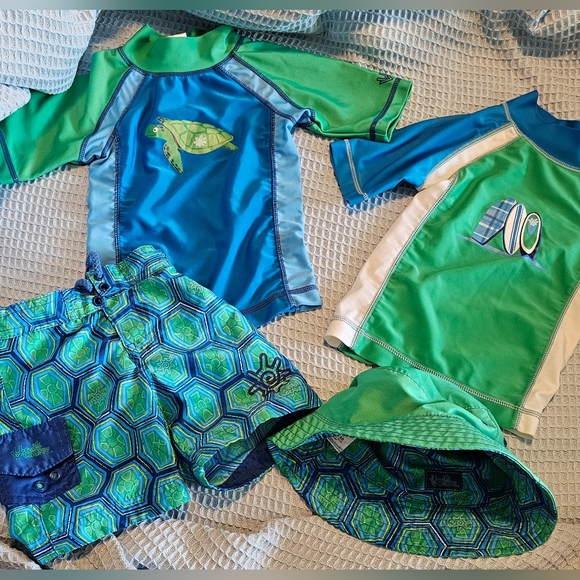 UV Skinz Swim Trunks Rash Guards Sun Hat Baby Boy/Unisex Size 12